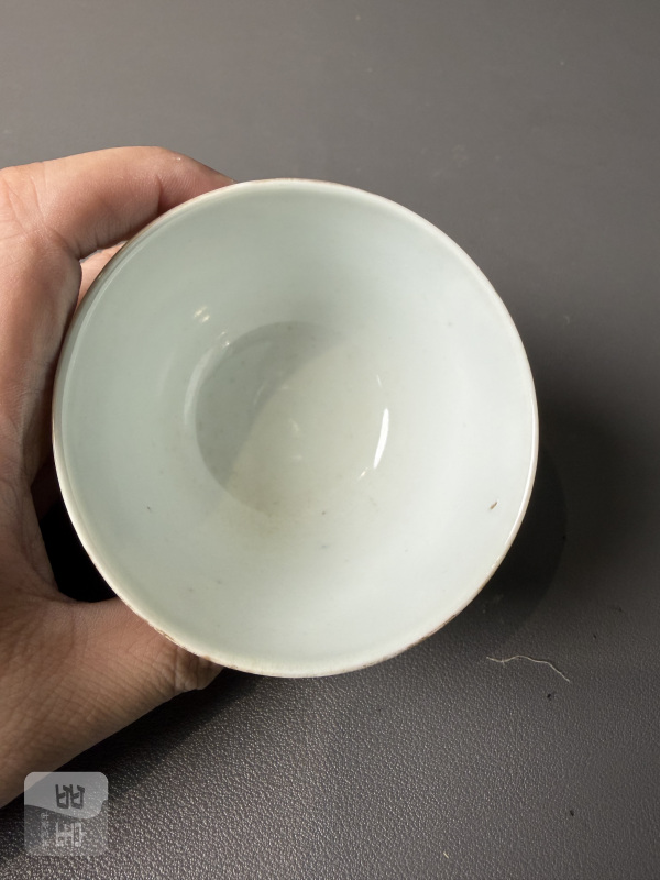 民国 粉彩百财和合图杯一对 - 图7